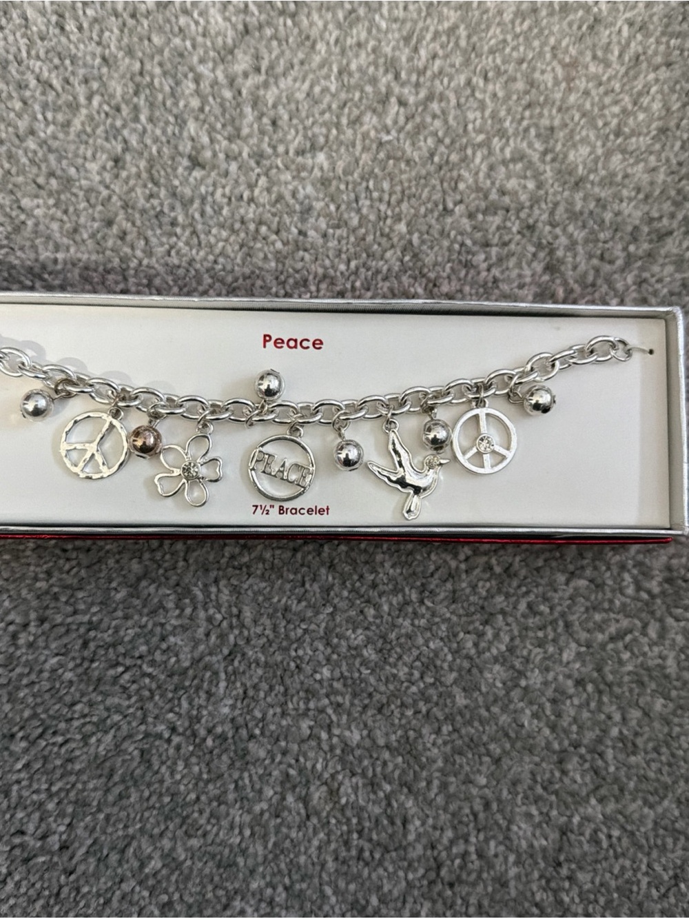 Silver Peace Charm Bracelet - Peace Dove & Charms